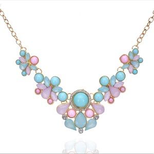 Soft Pink and Baby Blue Bib Necklaces